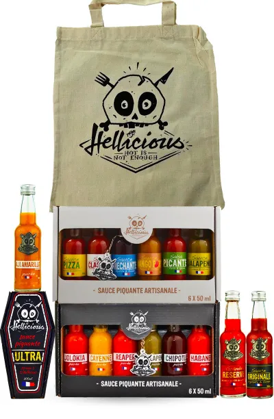 Intégral de sauces piquantes françaises Hellicious, 16 sauces